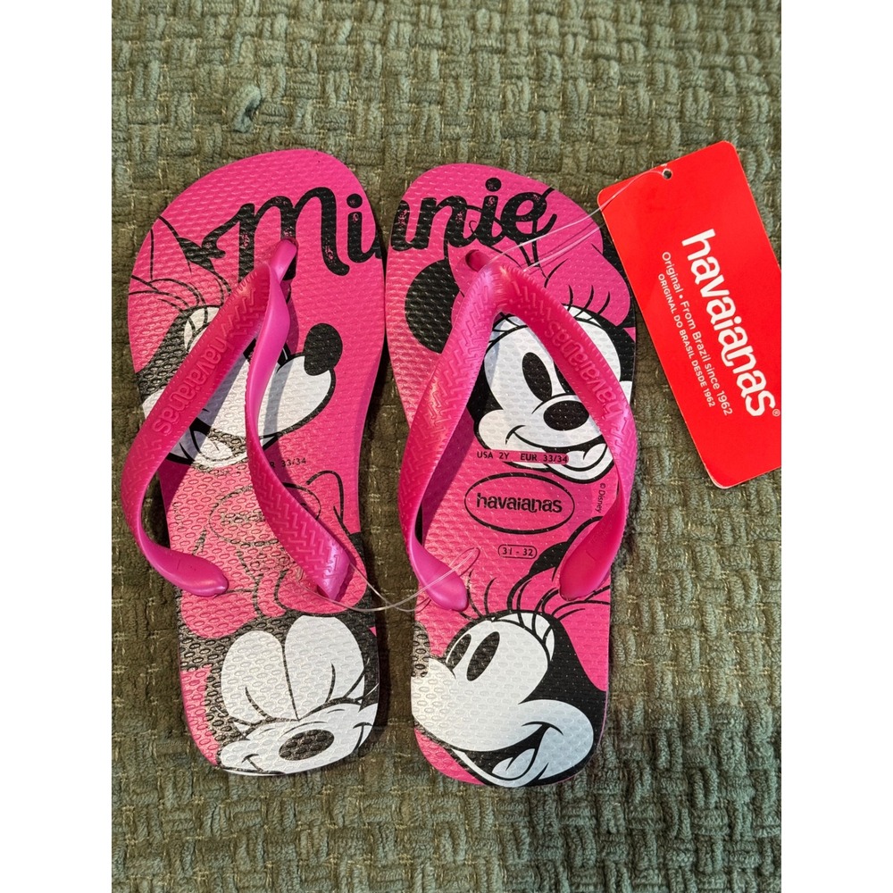 Havaianas Kids Slim Disney Minnie Mouse Flip Flops Hollywood Rose Pink Size 2Y
